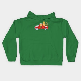 Golden Retrievers Christmas Red Truck Kids Hoodie